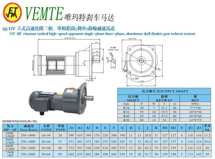 GV立式高速比付三項(xiàng)，單項(xiàng)鋁殼剎車齒輪減速馬達(dá)